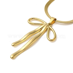 304 Stainless Steel Flat Snake Chain Bowknot Pendant Necklaces for Women&nbsp;NJEW-K383-01G