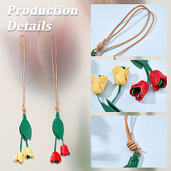 2Pcs 2 Colors Flower Imitation Leather Key Hanging Decoration&nbsp;FIND-GF0008-35