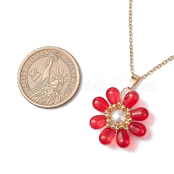 Glass & Glass Pearl Beads Pendants Necklaces for Women&nbsp;NJEW-MZ00106-06