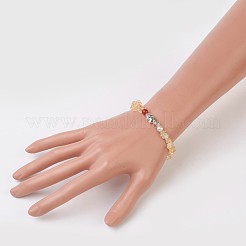 Natural Citrine(Dyed & Heated) Chips Stretch Bracelets&nbsp;BJEW-JB03718-03