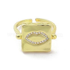 Brass Micro Pave Cubic Zirconia Cuff Rings&nbsp;RJEW-M170-23G