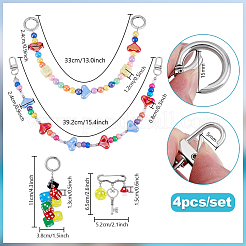 2Pcs Heart Round Acrylic Beaded Bag Decorative Chains and 2Pcs Dice Alloy Brooches&nbsp;HJEW-PH02201