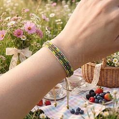 Adjustable Glass Seed Bead Braided Bracelets&nbsp;CW1056-1