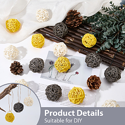 15Pcs 3 Colors Wicker Rattan Balls&nbsp;AJEW-SC0004-25B