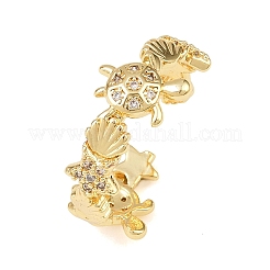 Brass Micro Pave Clear Cubic Zirconia Cuff Rings for Women&nbsp;RJEW-A088-04G