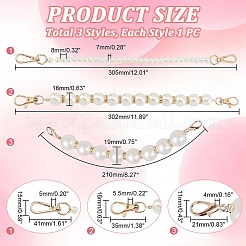 3Pcs 3 Style ABS Plastic Imitation Pearl Beaded Bag Handles&nbsp;DIY-PH0013-29