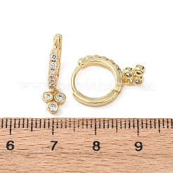 Three-Clover Brass Micro Pave Cubic Zirconia Hoop Earrings&nbsp;EJEW-Z159-01G-01