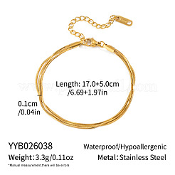 304 Stainless Steel Snake Chain 3-Strand Bracelets for Women&nbsp;UU3711