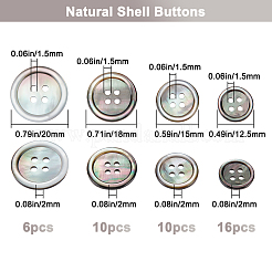 42Pcs 4 Styles 4-Hole Natural Black Lip Shell Buttons&nbsp;SHEL-BBC0001-17