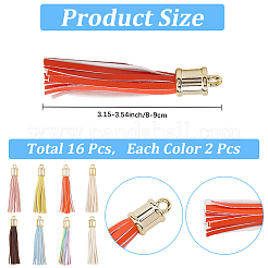 16Pcs 8 Colors PU Imitation Leather Tassel Pendants&nbsp;FIND-CL0001-72