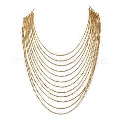 304 Stainless Steel Ball Chain Multi Layered Necklaces for Women&nbsp;NJEW-G194-02G