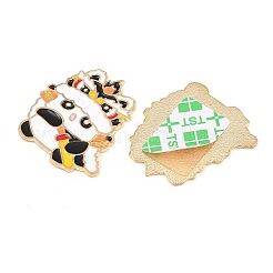 Chinese Lion Dance Panda Alloy Enamel Cabochons&nbsp;AL-CBA1A6F-03KCG-B