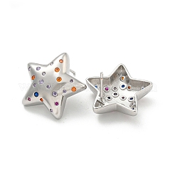 Rack Plating Brass Micro Pave Clear Cubic Zirconia Stud Earring&nbsp;EJEW-C102-07P-02