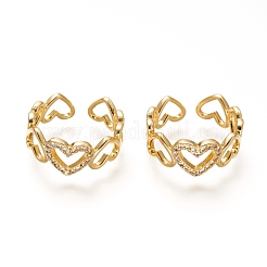 Brass Micro Pave Clear Cubic Zirconia Cuff Rings&nbsp;RJEW-P018-16G