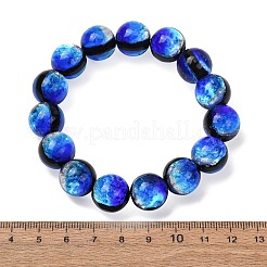 14MM Luminous Handmade Foil Glass Round Beaded Stretch Bracelets&nbsp;LA-CBA41F9-01B