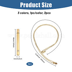 3Pcs 3 Colors 304 Stainless Steel Cable Chain Necklaces&nbsp;NJEW-CA0001-24