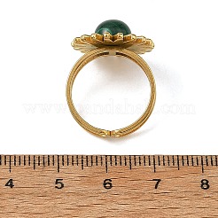 Natural Malachite & Stainless Steel Cuff Open Rings&nbsp;RJEW-JR01091-01