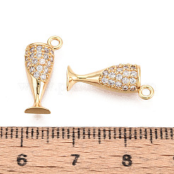 Brass Pave Clear Cubic Zirconia Pendants&nbsp;KK-T074-101G