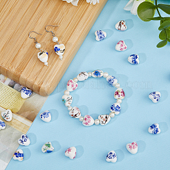 45Pcs 9 Colors Handmade Printed Porcelain Beads&nbsp;PORC-HS0001-12