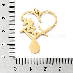 304 Stainless Steel Pendants&nbsp;STAS-C097-62G