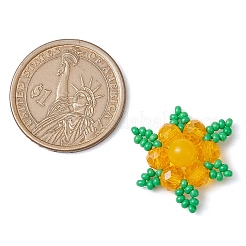 Woven Natural Dyed Malaysia Jade & Glass Seed Beads Snowflake Multi-Strand Links&nbsp;PALLOY-MZ00319-02