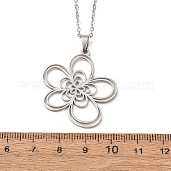 304 Stainless Steel Flower Pendant Cable Chain Necklaces for Men Women&nbsp;NJEW-K308-05B-P