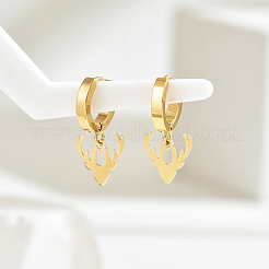 Christmas 201 Stainless Steel Deer Horn Hoop Earrings&nbsp;MG4637