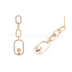Brass Micro Pave Clear Cubic Zirconia Stud Earring Findings&nbsp;KK-S364-149