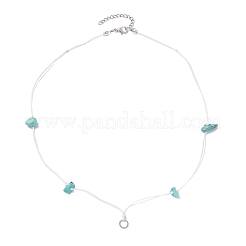 Synthetic Turquoise Chip Beads Necklace Making with 304 Stainless Steel Jump Rings and Nylon Thread&nbsp;NJEW-JN05215-01