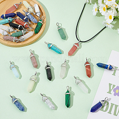 30Pcs 15 Styles Natural & Synthetic Gemstone Double Terminated Pointed Pendants&nbsp;G-HY0001-84