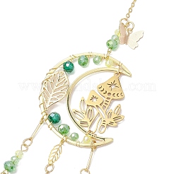 Glass Beads Wire Wrapped Stainless Steel Moon Mushroom Hanging Ornaments&nbsp;HJEW-TA00211