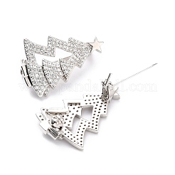 Brass Micro Pave Clear Cubic Zirconia Brooch for Christmas&nbsp;ZIRC-I053-10P