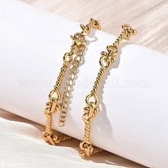 304 Stainless Steel Twisted Bar Link Chain Necklaces for Women Men&nbsp;NJEW-Z115-02G
