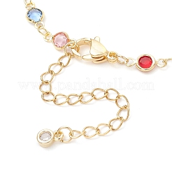Brass & Glass Flat Round Link Chains Bracelet Making&nbsp;AJEW-JB01389