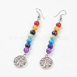 Gemstone Chakra Dangle Earrings&nbsp;EJEW-P136-C