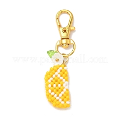 Handmade Loom Pattern Seed Beaded Lemon Pendant Decorations&nbsp;HJEW-MZ00361