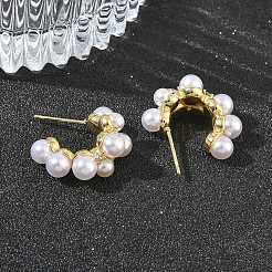 Brass Micro Pave Cubic Zirconia Stud Earrings for Women&nbsp;EJEW-A168-18G