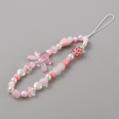 Resin Beaded Mobile Phone Lanyard Wrist Strap&nbsp;HJEW-WH0068-10