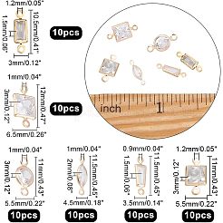 60Pcs 6 Style Brass Micro Pave Clear Cubic Zirconia Link Connectors&nbsp;ZIRC-NB0001-86
