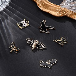 24Pcs 6 Styles Light Gold Alloy Enamel Pendants&nbsp;ENAM-FP0002-40