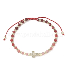 Dyed Natural Malaysia Jade Rondelle Beaded Braided Bead Bracelets&nbsp;BJEW-JB13395-01