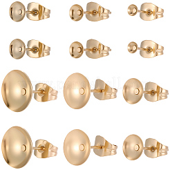 48Pcs 6 Styles Brass Stud Earring Findings&nbsp;STAS-BBC0011-01