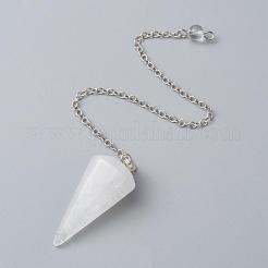 Platinum Tone Brass Crystal Cone Hexagonal Pointed Dowsing Pendulums&nbsp;MAK-M015-01I