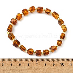 Natural Amber & Non-magnetic Synthetic Hematite Beaded Stretch Bracelets for Women Men&nbsp;BJEW-JB13737