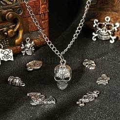 100Pcs 10 Styles Tibetan Style Alloy Pendants&nbsp;SKUL-CJ0001-01