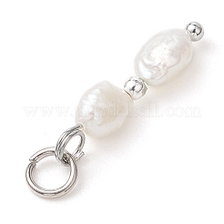 Natural Baroque Keshi Pearl & Electroplate Synthetic Non-magnetic Hematite Beaded Pendants&nbsp;PALLOY-JF04993-02