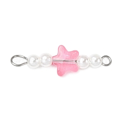 11Pcs Glass & ABS Plastic Imitation Pearl Beaded Connector Charms&nbsp;PALLOY-JF04574