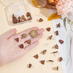 16 Pairs 4 Style Triangle & Kite & Trapezoid Walnut Wood Stud Earring Findings&nbsp;WOOD-UN0001-07