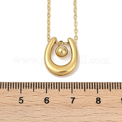 304 Stainless Steel U-shaped with Ball Pendant Necklaces&nbsp;NJEW-V004-01G