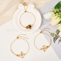 5Pcs Adjustable Braided Brass Macrame Pouch Cable Chain Slider Bracelet Making&nbsp;BJEW-BBC0001-17B